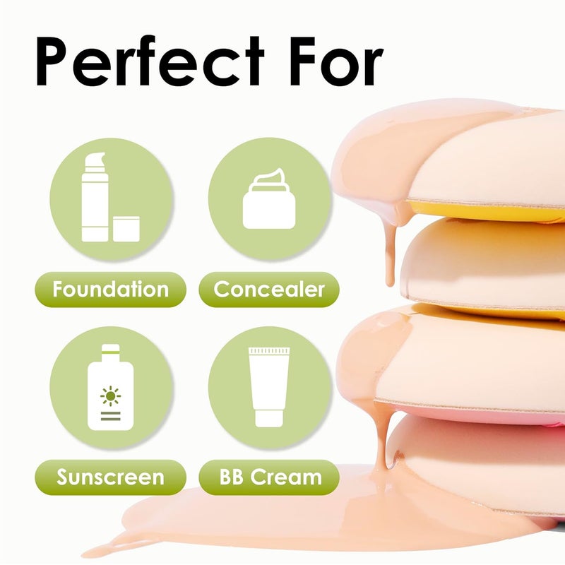 COOL-ANGLE 4Pack Makeup Sponge For Foundation Concealer And Powder, Latex Free Blender Sponge For Natural And Easy Makeup Soft Long-lasting, Pack for 2X-Large Yellow and 2 Medium Green - Image 3